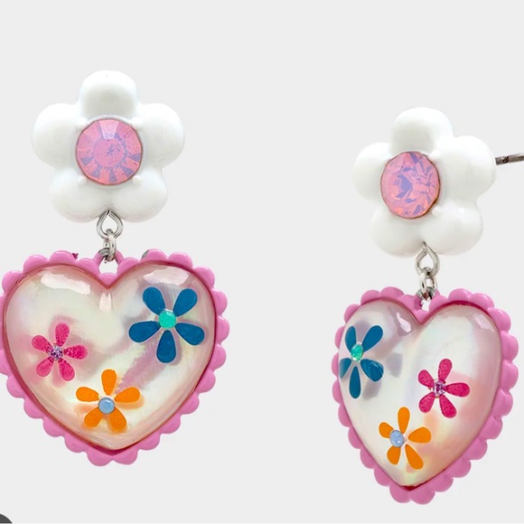 Betsey Johnson Jewelry - New Betsey Johnson HOP TO IT FLOWER HEART DROP EARRINGS